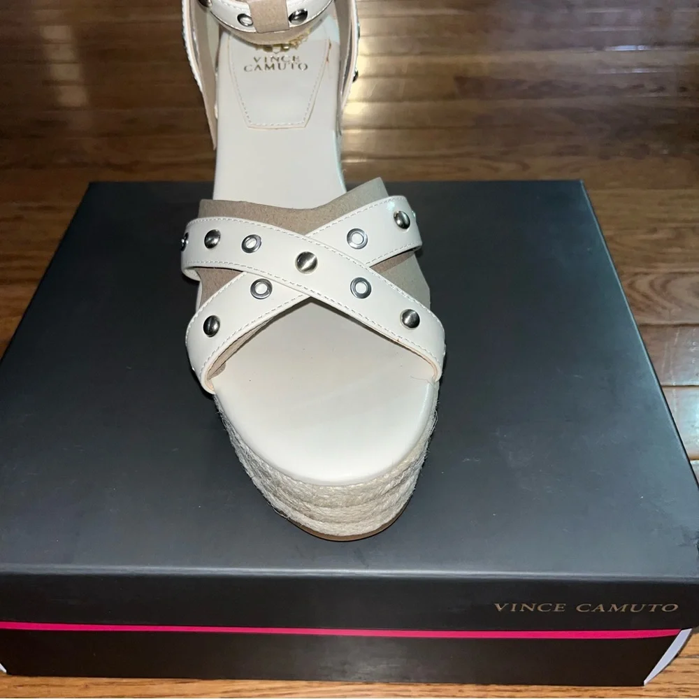 Vince Camuto Feegella Jute Covered Wedge Platform Sandal Warm Vanilla Women's 11